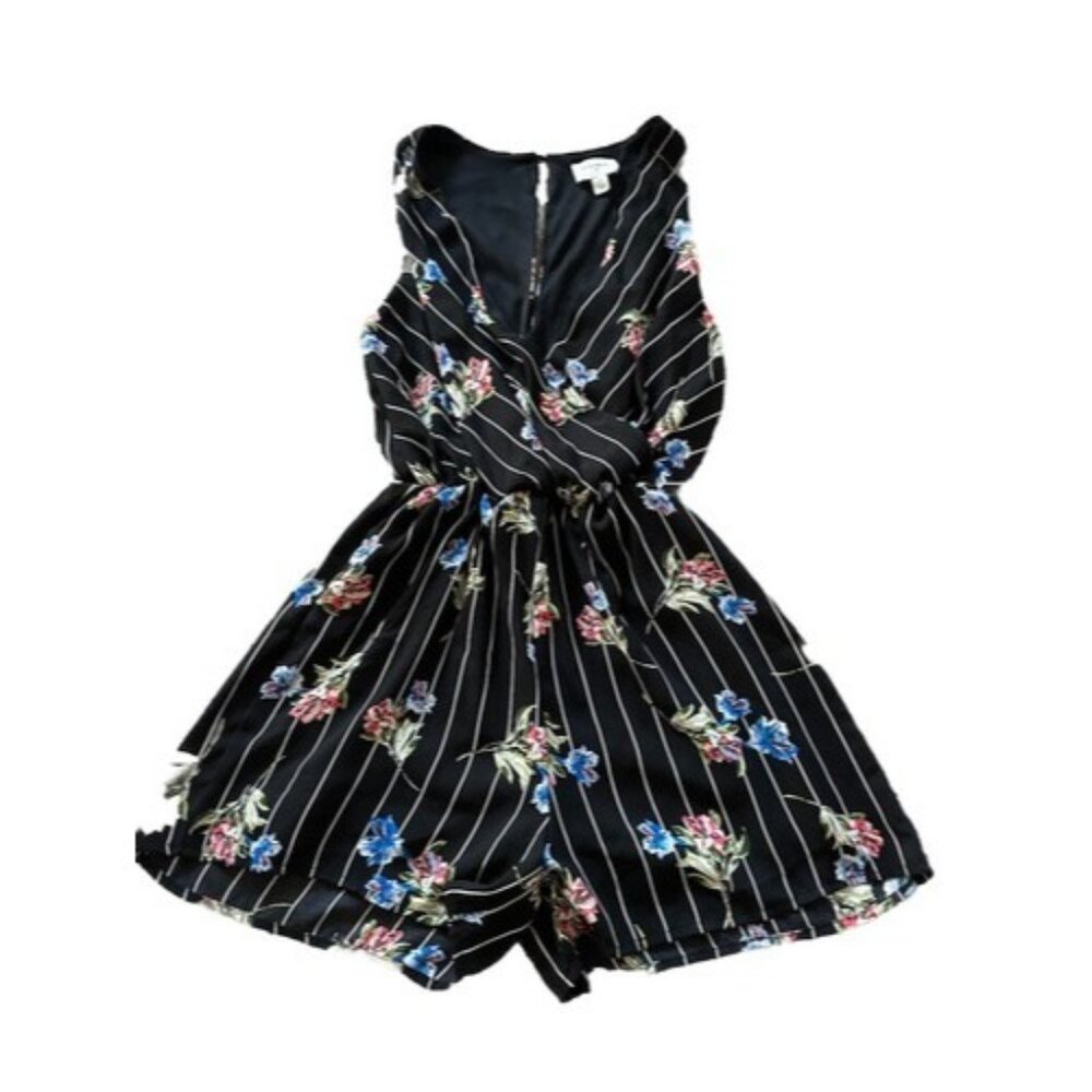 Anthropologie Everly Womens Size Small Romper Floral Key Hole Back Elastic Wasit